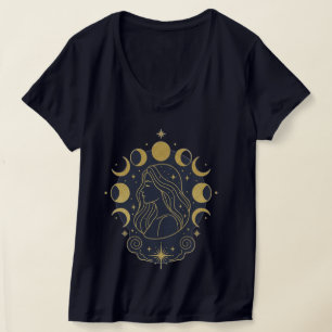 T-Shirt Femme Lune & Étoiles Déesse Céleste