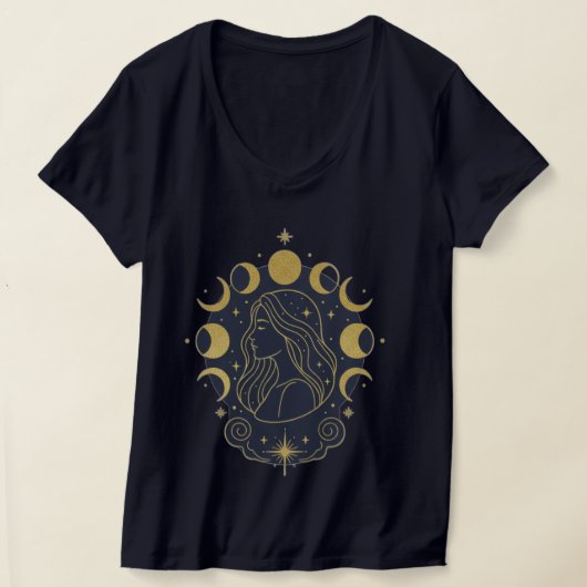 T-Shirt Femme Lune & Étoiles Déesse Céleste (Poser)