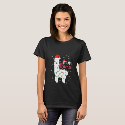 T-shirt Femme Mama Llama Funny Noël Llama Maman Alpaca (Devant entier)