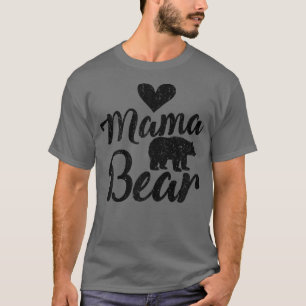 T-shirt Femme Mama Ours Coeur Amour Famille Correspondant