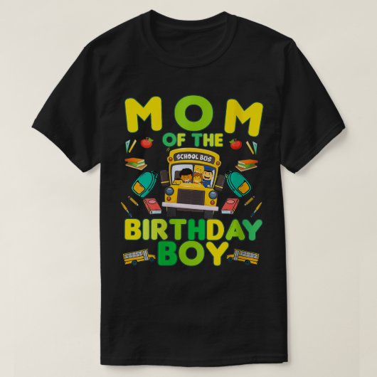 T-shirt Femme Maman de l'anniversaire garçon école bus VNe (Design devant)