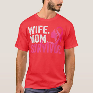 T-shirt Femme Maman Survivante Pink Ribbon Cancer du sein 