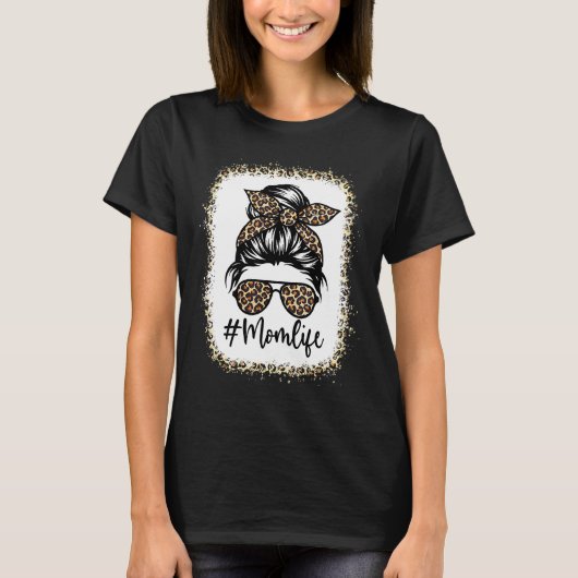 T-shirt Femme Maman Vie Bleached Maman Vie Leopard Messy B (Devant)