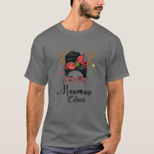 T-shirt Femme Mawmaw Claus Messy Bun Wink Oye Noël F