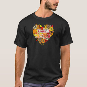 T-shirt Femme Merci Grateful Flower Citrouille Coeur Meem