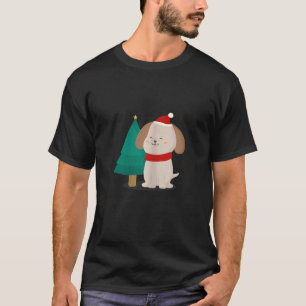 T-shirt Femme mignonne chien animal assis Noel