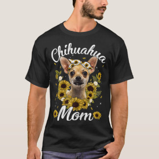 T-shirt Femme mignonne Chihuahua Maman Tournesol Chien Mam