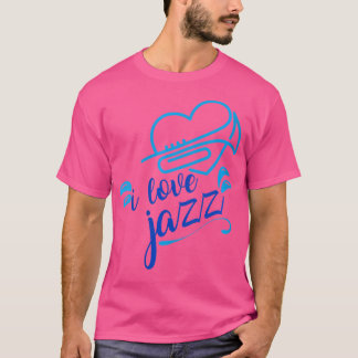 T-shirt Femme mignonne I Lote Jazz Heart Trumpet Jazz Musi
