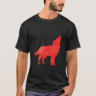 T-shirt Femme Mignonne Loup Amant Drôle Vacances de Noël d