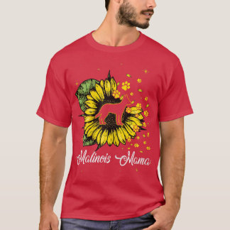 T-shirt Femme mignonne Malinois Mama Sunflower Chien Maman