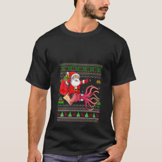 T-shirt Femme moche Xmas Sweer Funny Père Noël équitation