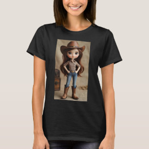 T-Shirt Femme Mode Western Cowgirl Brunette Mignon