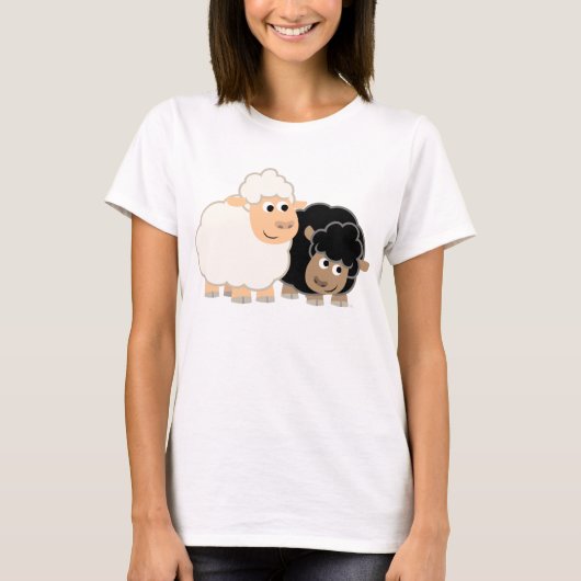 T-shirt femme mouton deux mignonnes caricatures (Devant)