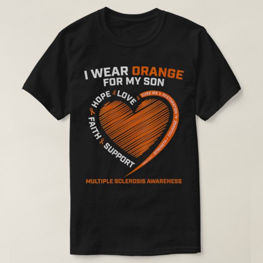 T-shirt Femme MS Je Porte Orange Pour Mon Fils Multiple Sc (Design devant)