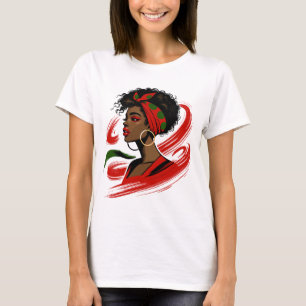 T-shirt Femme noire afro – Forte, belle et autonome
