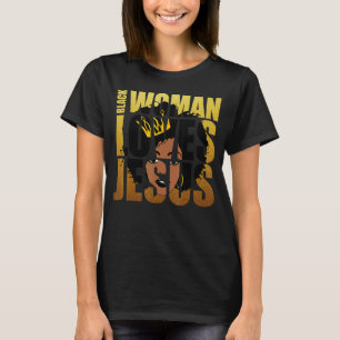 T-shirt Femme Noire aime Jésus pour chrétienne catholique