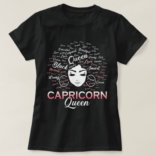 T-shirt Femme noire Capricorn Reine Janvier Anniversaire T (Design devant)