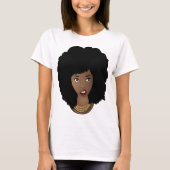 T-shirt Femme Noire, Cheveux Naturels, Expression Agacée (Devant)