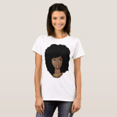 T-shirt Femme Noire, Cheveux Naturels, Expression Agacée (Devant entier)