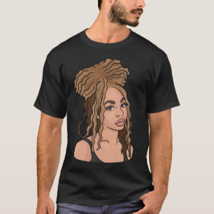T-shirt Femme noire Cheveux naturels Golden Locs
