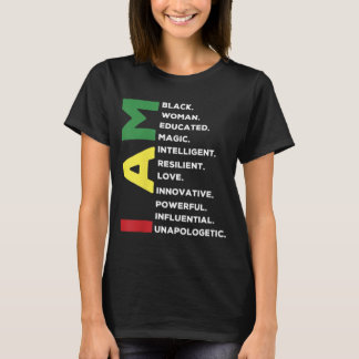 T-shirt Femme noire instruite intelligente puissante