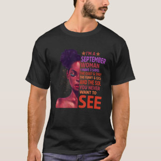 T-shirt Femme noire Je suis une reine de septembre J'ai 3 