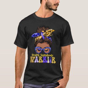 T-shirt Femme noire Messy Bun Down Syndrome Guerrier