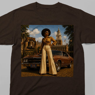 T-shirt Femme noire rétro de Philadelphie vintage