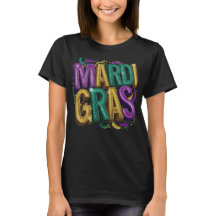 T-Shirt Femme Pailleté Mardi Gras Gras Violet G