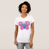 T-shirt femme papillon rose souriant (Devant entier)