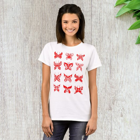 T-shirt femme papillon rouge