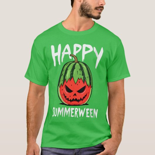 T-shirt Femme Pastèque Jackolantern Été Halloween Ha (Devant)