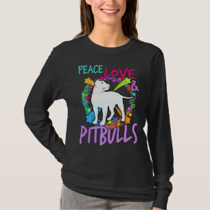 T-shirt Femme Peace Love Et Pitbull Print Pit Bull Lover