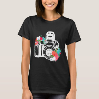 T-shirt Femme photographe Idée Cadeau Fleurs de caméra Sou