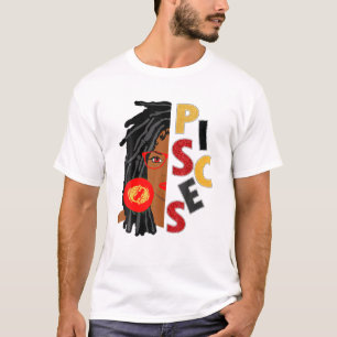 T-shirt Femme Pisces Girl Afro Locs Girl Zodiac Signes Bir