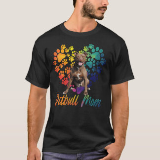 T-shirt Femme Pitbull Mama Drôle Chien Amant Pittie Chien 