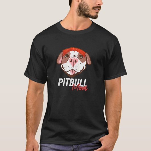 T-shirt Femme Pittie Maman Pitbull Chien Fête Fête Fête Fê (Devant)