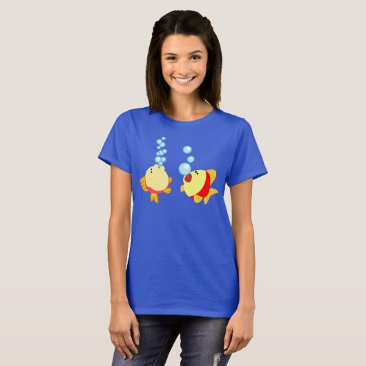 T-shirt Femme Poisson Poisson Cute Bubbling (Devant entier)