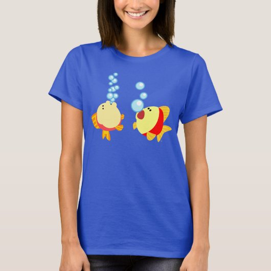 T-shirt Femme Poisson Poisson Cute Bubbling (Devant)