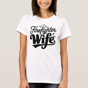 T-shirt Femme pompier noir texte blanc