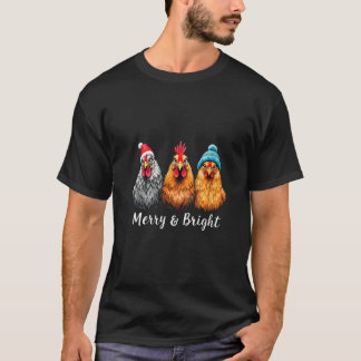 T-shirt Femme Poulets Amateur Agricole Joyeux Noël brillan