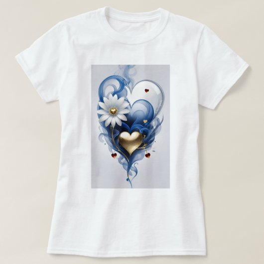 T-shirt femme pour impression de coeur et de fleur (Design devant)