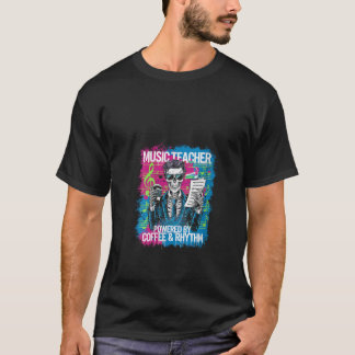 T-shirt Femme Propulsée Par Café Rythme Skeleton Thé De Mu