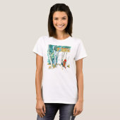 T-shirt Femme qui met sur son skis (Devant entier)