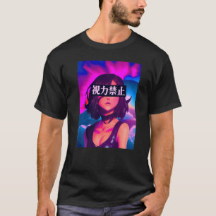 T-shirt Femme Regardant Dans Le Futurisme Vaporwave Distan