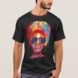 T-shirt Femme Reine noire Afro Melanin Déchets Art Noir