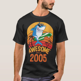 T-shirt Femme Requin Anniversaire 15 Ans Surf Awesome Si