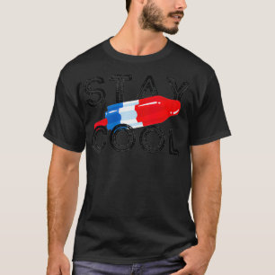 T-shirt Femme Reste Cool Roquette Rouge Blanc Bleu Popsicl