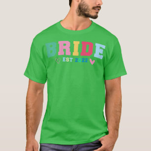 T-shirt Femme Retro Bride Est 2022, Nouvelle Mariée Ami En