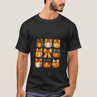 T-shirt Femme Rétro Citrouille Coquette Nœuds Tombe Thanks